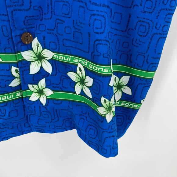 Blue Maui and Sons short sleeve Hawaiian shirt size XL - Picture 2 of 10